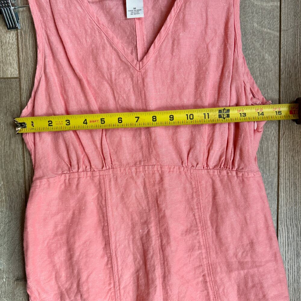 Linen Blend Pink Mini Dress Freedom Trail Women’s Sleeveless V Neck Summer Dress - Picture 7 of 8